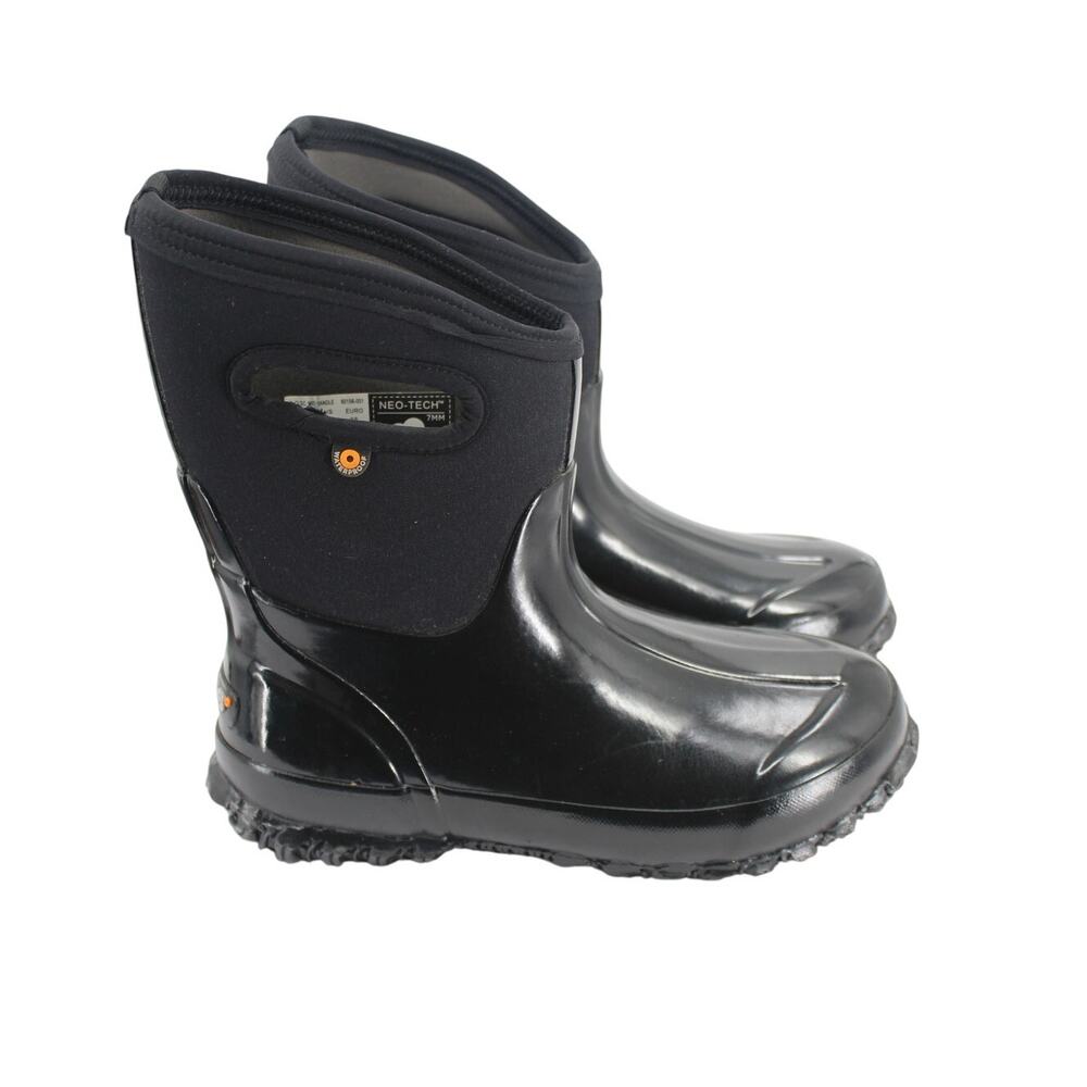 Women’s Black Bogs Classic Mid Shiny Winter Boots Size 7